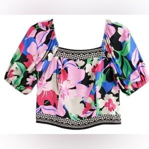 Nine West Multicolor Floral Crop Top